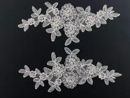 Greige Corded Plain Polyester Domestic Broderie Appliqué