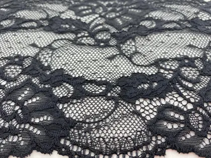 Black Lycra Nylon Imported Tape Lace · 14 cm