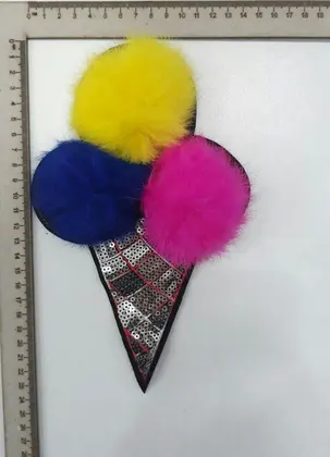 Renkli Dondurma Pullu Polyester Brode Aplik