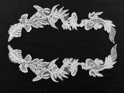 Greige Plain Polyester Broderie Appliqué