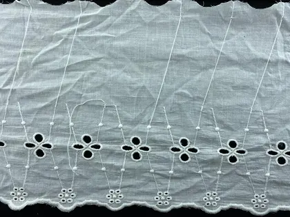 Bleached Matte Polyester Domestic Broderie Tape Voile