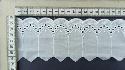 Bleached Matte Polyester Domestic Broderie Tape Voile · 7,5 cm