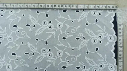 Bleached Bohrer Ground Cotton Domestic Broderie · 130 cm