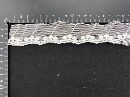 Greige Cotton Domestic Broderie Tape Tulle · 3 cm