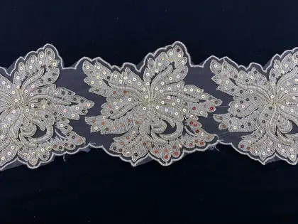 Gold Sequined Corded Polyester Imported Broderie Tape · 15,5 cm