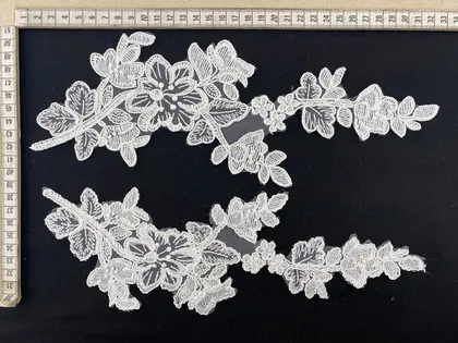 Greige Corded Plain Polyester Domestic Broderie Appliqué