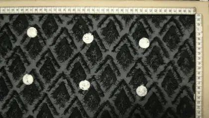 Siyah Nakışlı Puantiyeli Polyester İthal Şifon