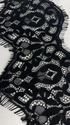 22947 Lace · Imported · Band · Cotton Corded Polyester Black 15 cm