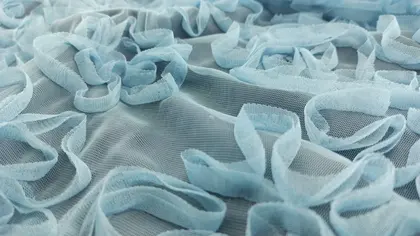 Mint Tambour embroidered Polyester Domestic Tulle · 130 cm