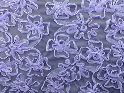 Lilac Tambour embroidered Polyester Domestic Tulle · 130 cm