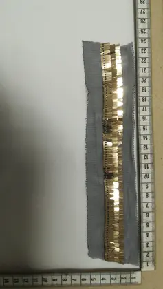 3 Sıralı Gold Pullu Siyah Mesh Bant, 2 cm