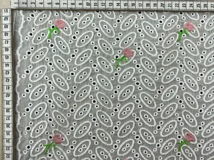 Pink Bohrer Embroidered Ground Cotton Domestic Broderie Voile