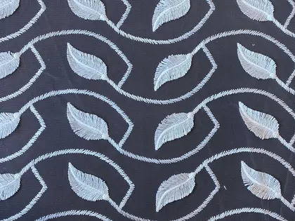 Greige Matte Polyester Domestic Broderie Tulle · 140 cm