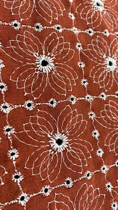 22757 Broderie · Domestic · Lez · Three Yarn · Cotton Polyester · Terracotta · 135 cm
