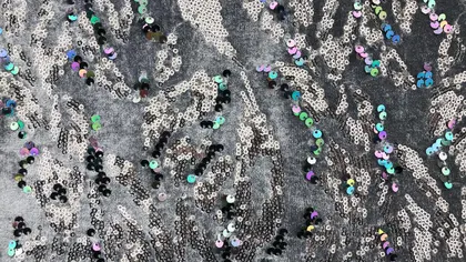Kadife Pullu Kumaş · Yerli · Lez · Polyester Likralı · Gri Zemin · Multicolor