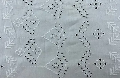 Optical White Woven Polyester Domestic Broderie Fabric