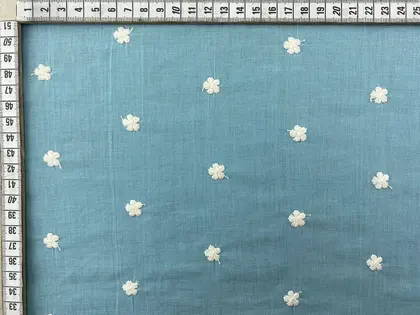 Mint Polka-dot Cotton Domestic Broderie Voile