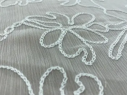 White Polyester Domestic Broderie · 130 cm