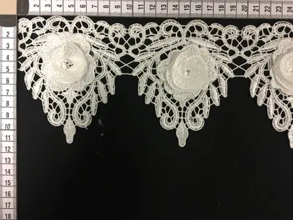 Greige Polyester Imported Guipure Broderie Tape