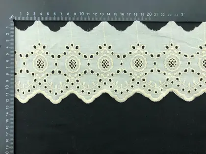 Greige Cotton Domestic Guipure Broderie Tape · 16 cm