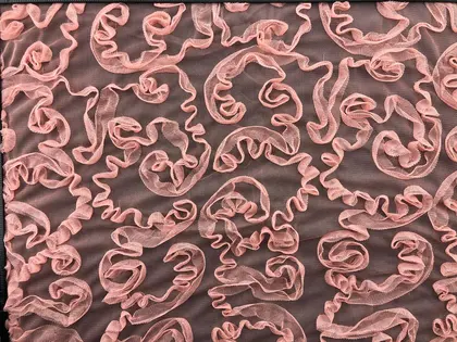 Salmon Tambour embroidered Polyester Domestic Tulle · 130 cm