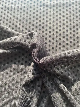 Tül · Yerli · Lez · Polyester · Elastan · Flok · Puantiye · Siyah · 150 Cm