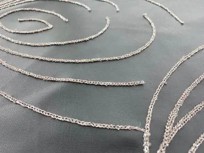 20530 Domestic Embroidered Polyester Faux Leather Lace Fabric Black 150 cm