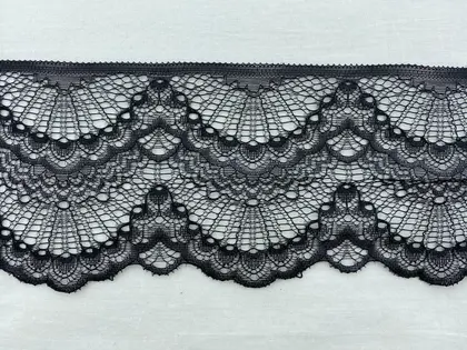 Black Lycra Nylon Imported Tape Lace · 9,5 cm