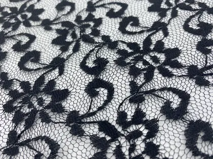 Siyah Polyester Dantel, Yerli, 150 cm