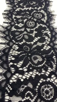 Black Eyelash Corded Nylon Imported Tape Lace