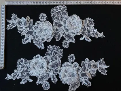 Greige Corded Plain Polyester Broderie Appliqué