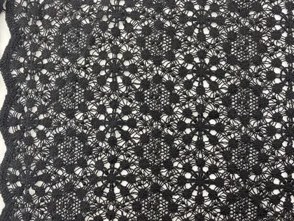 Black Polyester Domestic Guipure Broderie · 125 cm