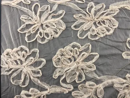Bej Süzeneli Tül Kumaş - Yerli Polyester, 130 cm (11204)