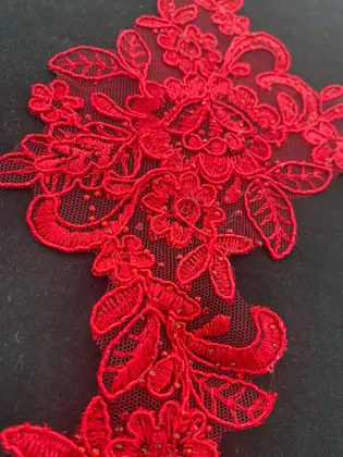3138 Broderie · Applique · Polyester · Corded · With Stones · Red