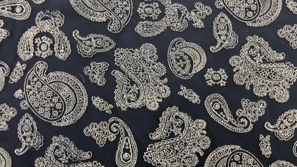 Black Printed Polyester Domestic Broderie Tulle
