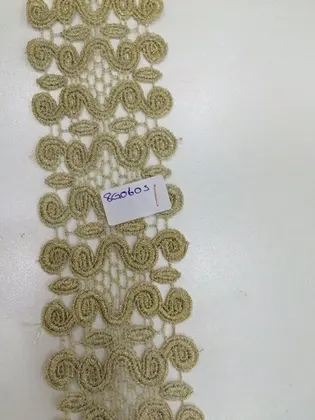 Altın Simli Likrasız Polyester Yerli Güpür Brode Bant