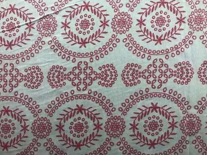 Lila Flok Baskılı Kasar Terikoton Kumaş - 150 cm