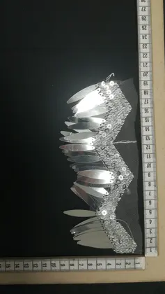 Gümüş Pullu Tül Üzeri Bant, 6 cm