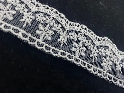 3,5 cm Ham Parlak Tül Üzeri Polyester İthal Dantel Bant