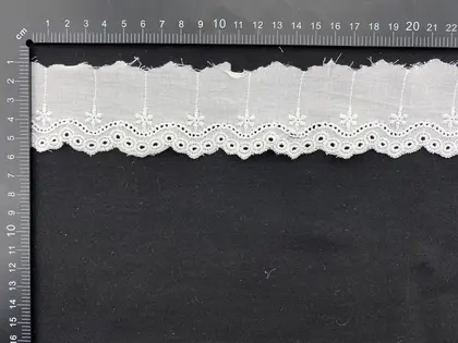 Bleached Matte Polyester Domestic Broderie Tape · 5 cm