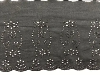 Black Cotton Domestic Broderie Tape Voile