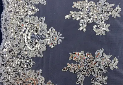 Gold Sequined Nylon Imported Broderie