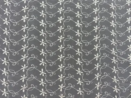 Parlak Polyester Somon Tül Üzeri Brode