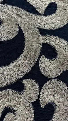 Black Yarn Gold Lurex Polyester Imported Broderie Tulle · 130 cm