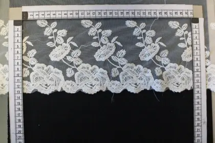 Greige Nylon Cotton Tape Lace Tulle