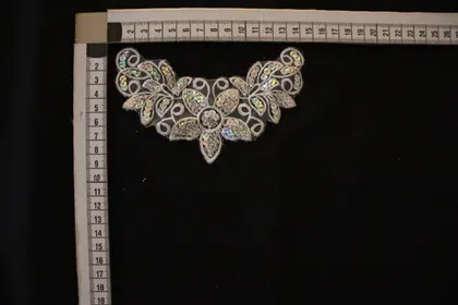 Greige Sequined Polyester Broderie Collar
