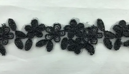 Black Corded Plain Polyester Domestic Broderie Tape
