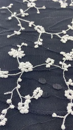 White Embroidered Imported Lace Tulle