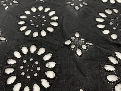 Black Yarn Cotton Domestic Broderie Voile