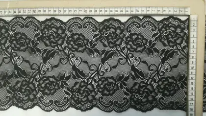 Siyah Polyester Yerli Dantel Bant - 17 cm